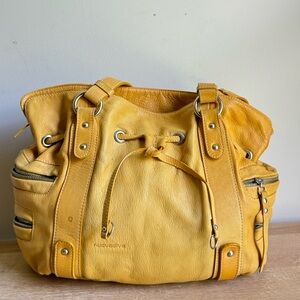 Nuovedive Mustard Yellow Leather Shoulder Bag